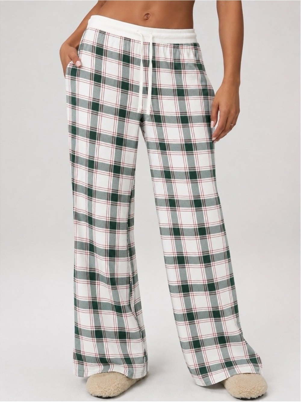 Target White and Green Plaid Pajama Pants